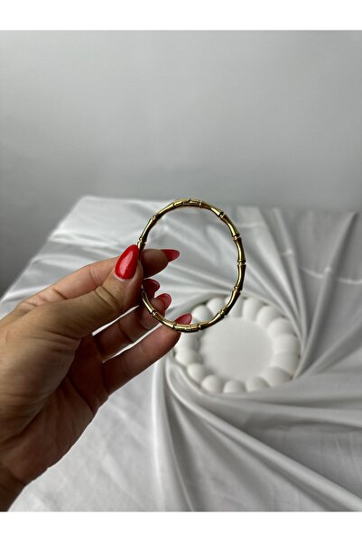 JUNJEWELRYCO سوار من الفولاذ الذهبي المصنوع من الخيزران