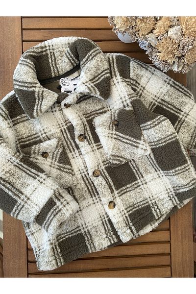 Baby Boy's Aden Polo Collar Striped Plaid Coat - Thick Plush Fleece