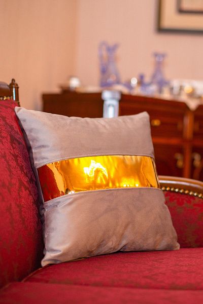 Rayda Home Decorative Gray and Gold Leather Detailed Throw Pillow Cover Luna 40*40 Cm