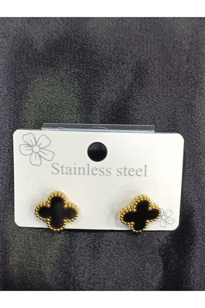 DNA Takı Steel Earrings - Clover Figured Design