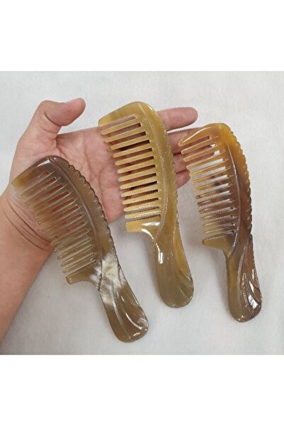 Sorendy Doğal Kemik Tarak Seyrek Kalın Dişli Kıvırcık Saçlar için Saç Tarağı El Yapımı Kt-131 - 19 Cm