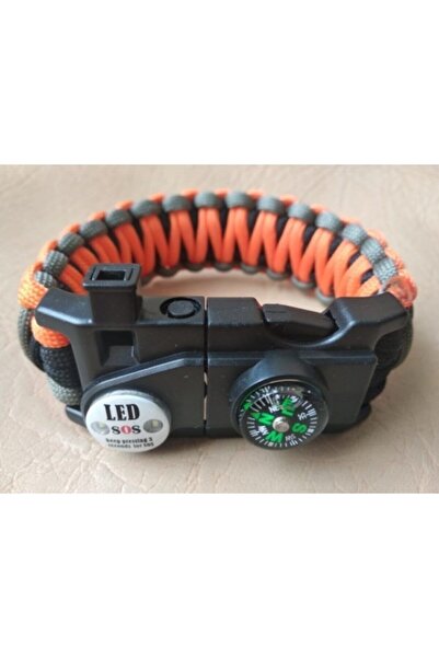 PARACORD Cobra Model Sos Ledli Pusulalı Ateş Başlatıcılı 20 Özellikli Survival Bileklik (18 CM BİLEK ÇEVRESİ)