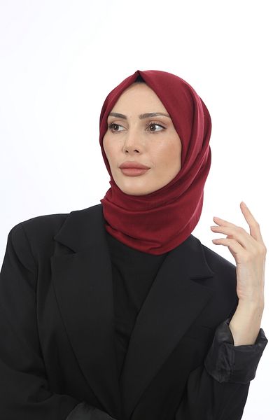 HAR-UM Ticaret Hijab Women's Cotton Jazz Shawl Claret Red