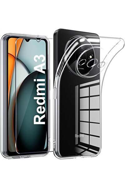 Rivor Xiaomi Redmi A3 4G Uyumlu Kılıf 3d Kamera Korumalı Süper Şeffaf Esnek R...