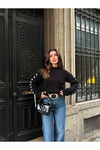 İLKCET MODA Pulover de damă standard - cu detaliu ciucuri