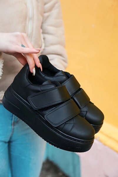 Scarpebutik Pantofi sport cu talpă groasă intercalată cu toc ascuns cu velcro...