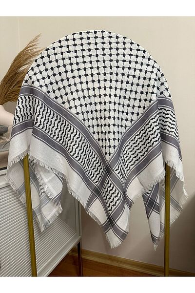 Merve Palestine Kefiye 100 Cm Square Olive Leaf Patterned Kefiye Palestine Puchsia, Unisex Puchsia