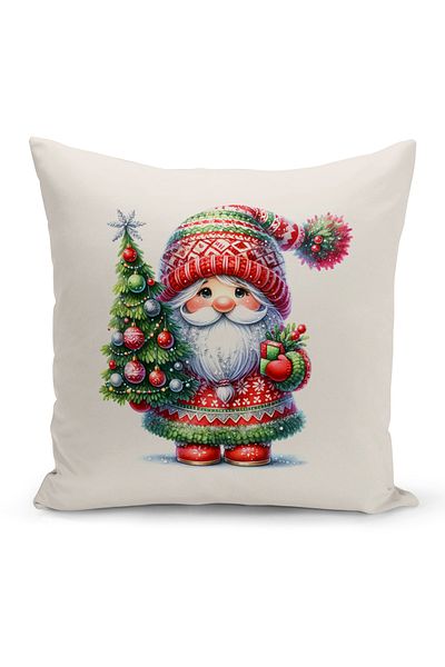 Bertille Home New Year Series - Double Sided Digital Printed 4-Piece Throw Pillow Cover Set (Christmas Christmas Cushion Cover)