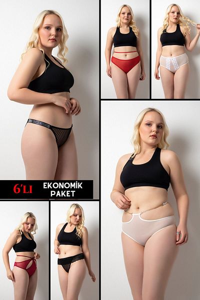 DONEX Large Size Lace Women's Panties - Pack of 6