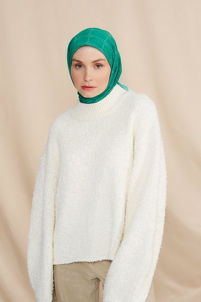 Modakaşmir Mk Baklava Βαμβακερό Φουλάρι Benetton Green