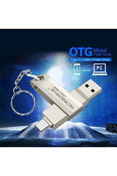 MicroDrive ذاكرة فلاش سريعة 128 جيجابايت من النوع C USB 3.0 - إدخال مزدوج معدني أصلي متين