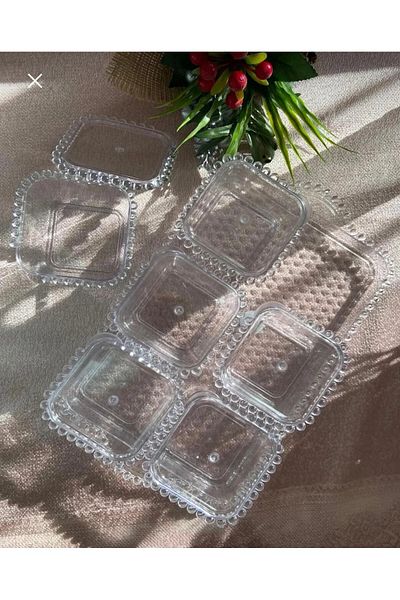 KRGZ TİCARET Beaded Acrylic 6 Piece Breakfast Set