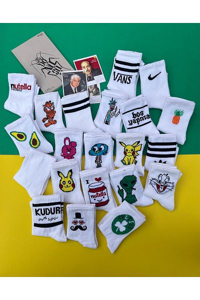 javenadze 6 Different Character Patterned College Socks Set