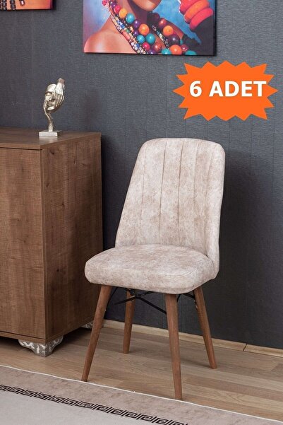 Totti Concept Ada-1923 6'lı Mutfak Yemek Cafe Ofis Sandalyesi Dallas Kumas Gürgen Ayak Renk Seçenekli