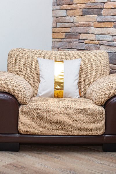 Rayda Home Decorative Cream/gold Shiny Leather Detailed Velvet Throw Pillow Case Luna 40*40 Cm