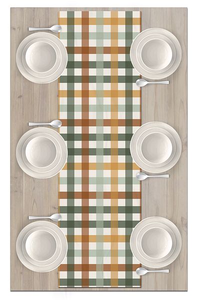 Bertille Home Plaid Patterned New Year's Runner - 140X40 Cm, Digital Print, Christmas