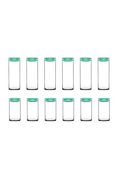 Paşabahçe Breakfast Clup 12-Piece Vacuum Jar with Turquoise Lid