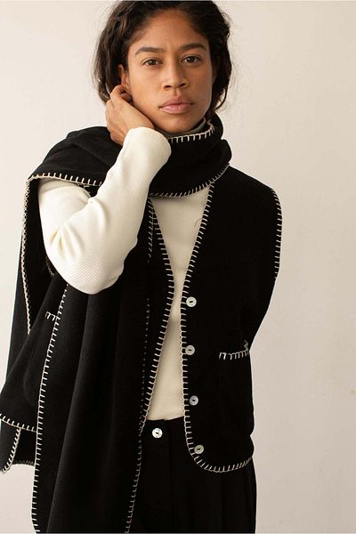 arslan deco Fleece Scarf - Shepherd's Stitch Detailed