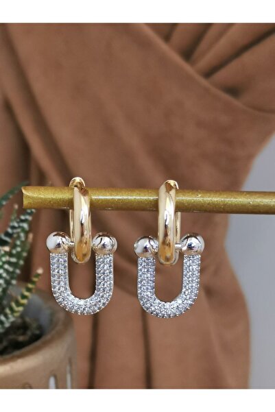 Store أقراط نسائية من الفولاذ المقاوم للصدأ - أقراط حدوة الحصان والحظ