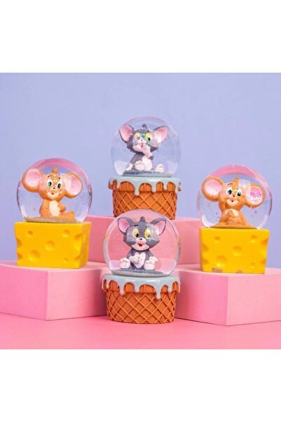 Se Promo 2 Li Tom Ve Jerry Tasarımlı Işıklı Mini Boy Kar Küresi-masa Üstü Dekoratif