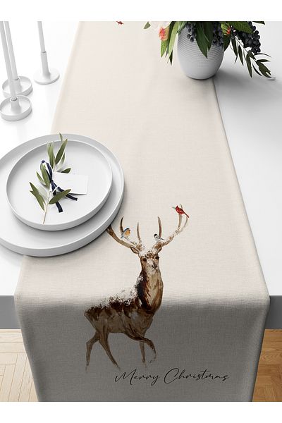Bertille Home New Year's Series - 140X40 cm Digital Printed Christmas Runner