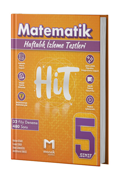 Mozaik Yayınları Mozaik 5. Sınıf Matematik  HİT Haftalık İzleme Testleri 32 Deneme 480 Soru