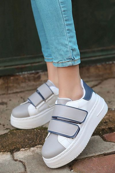 Scarpebutik Pantofi sport cu talpă groasă intercalată cu toc ascuns cu velcro dublu