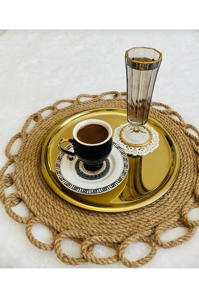 BİMOTE 12-Piece Stainless Steel Round Square Coffee Pastry Presentation Tray - Decorative Serving