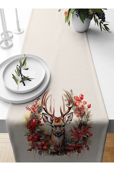 Bertille Home New Year's Series - 140X40 cm Digital Printed Christmas Runner