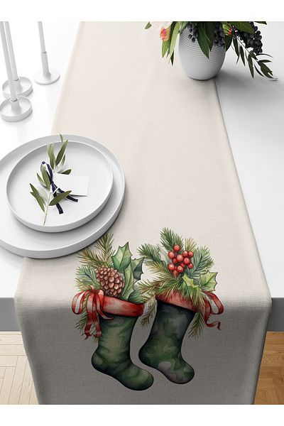 Bertille Home New Year's Series - 140X40 cm Digital Printed Christmas Runner