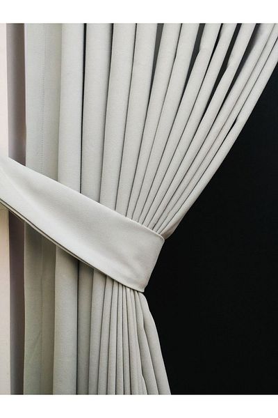 Evdepo Home Light Gray Solid Color Background Curtain, Straight Sewing Without Pleats, Extrafor Shirring, Single Wing