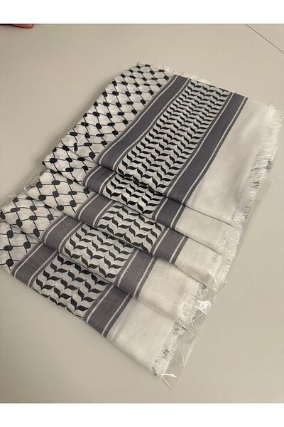 Merve 5 Pieces of Palestine Kefice, Pack of 5 Palestinian Kefice, Pushie, Olive Leaf Pattern Square