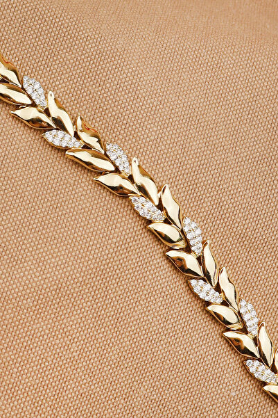 Keyifli Hayaller Xuping Bileklik - Vip Gold Zirkon Taşlı Yaprak Model Kalın X...