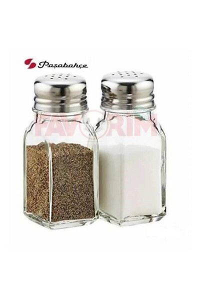 Paşabahçe طقم عبوات ملح وفلفل بقاعدة مربعة وغطاء معدني 80221 - Fma01502 3655seri