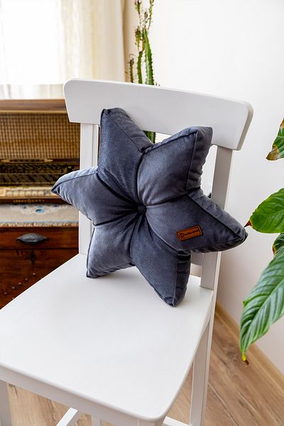 Rayda Home 42*42 Cm Anthracite Decorative Star Throw Pillow - With Inner Filling