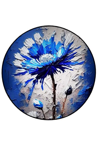 Rugs Modern Halı Mira Round Blue White Oil Paint Look Woven Base Modern Decor...