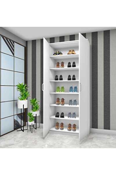 EraHome 6 Bölmeli Ayakkabı Dolabı Kapaklı Antre Çok Amaçlı Dolap