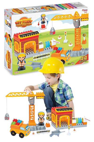 DEDE 43 Pieces Educational Construction Blocks Crane Set
