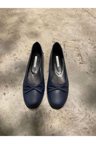 LA PASSION HAKİKİ DERİ TAMAMI EL YAPIMI FLOTER LACİVERT BABET