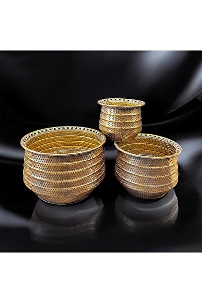 THE LİNSE Metal Dekoratif 3 lü Saksı Takımı ?