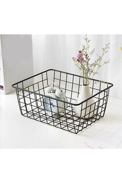 FİLE EV Metal Multi-Purpose Basket Organizer Fruit Vegetable Storage Box