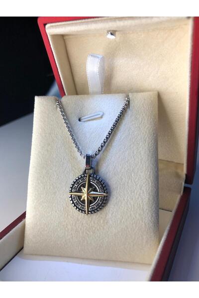 vogutima قلادة رجالية من الفولاذ - بوصلة بحار النجم الشمالي، قلادة للحبيب وال...