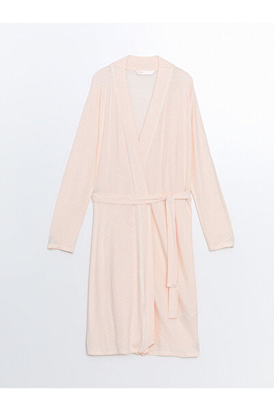 LC Waikiki LCW DREAM Açık Pembe Baskılı Kruvaze Yaka Puantiyeli Hamile Sabahlık