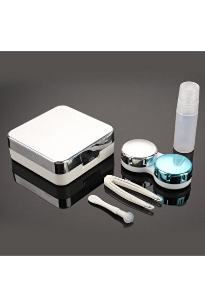 Singularis Gümüş Aynalı Seyahat Lens Kutusu - Solüsyon Kabı, Cımbız, Vantuz A...