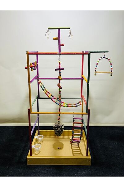 Paks Pet Wooden Bird Playground No:19 Handmade Large Cockatiel, Pakistani Parrot Playground