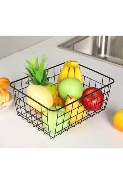 FİLE EV Metal Multi-Purpose Basket Organizer Fruit Vegetable Storage Box