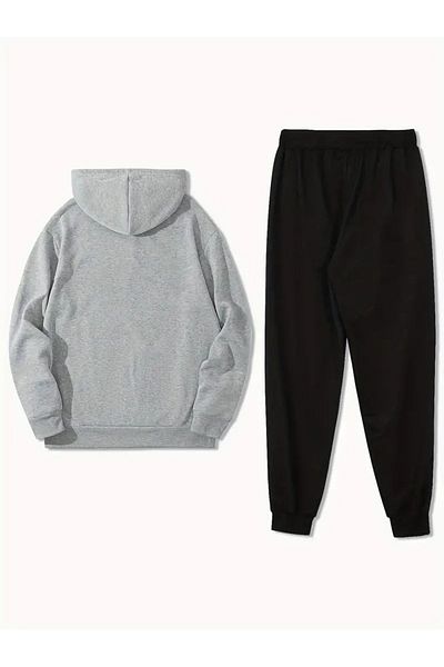 EYAX MODA Σετ φόρμας Unisex Plus Size - Φούτερ με κουκούλα και Jogger Bottom
