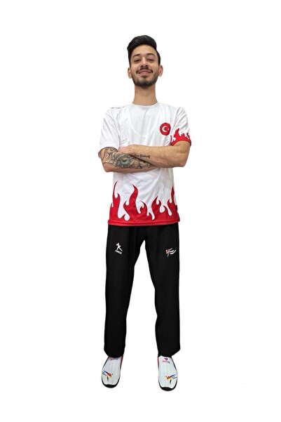 Genel Markalar Siyah Taekwondo Tek Alt Dobok-Antrenman Taekwondo Pantolonu Siyah-Mavi-Kırmızı