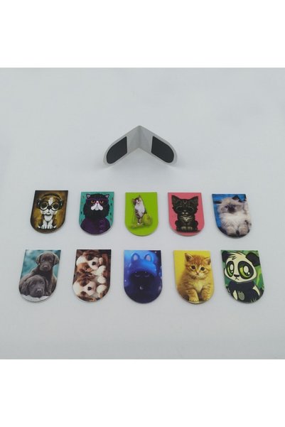 Giftsturkiye Bookmark Magnetic Small Size Cute Animals 10 Pieces