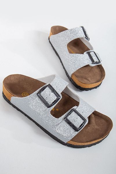 Valeriiastock New Season Slippers Shiny Material Double Buckle